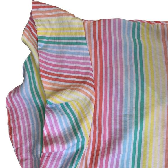 Michelle McDowell Sz M Penelope Pastel Rainbow Striped Smocked Ruffled Top - Picture 16 of 16